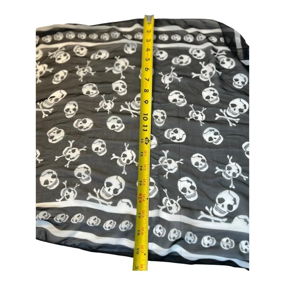 Halloween‎ Spooky Unisex Scarf with Printed Skulls Black & White Grunge Goth